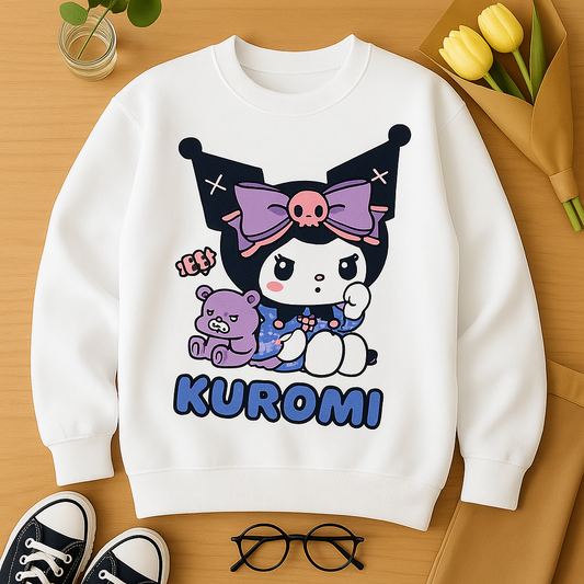 Get $20 off Kawaii Kuromi & Purple Bear Graphic Crewneck Sweatshirt - Premium Cotton Unisex Hoodie G9W168