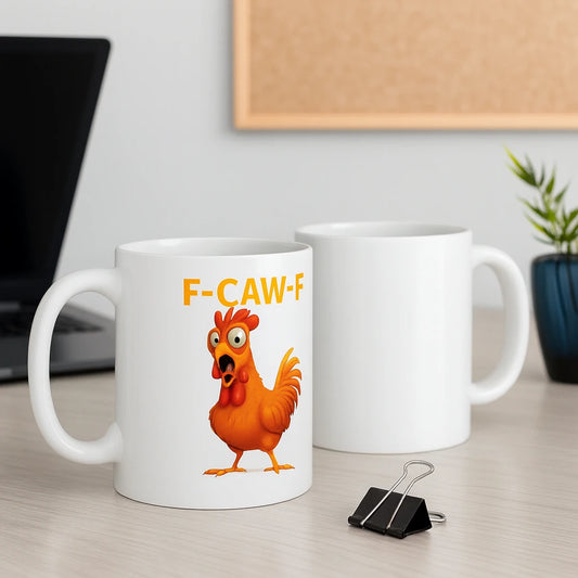 F-CAW-F Screaming Chicken Novelty Mug - The Perfect Way to Start Your Caw-fee Fueled Day! G9W168